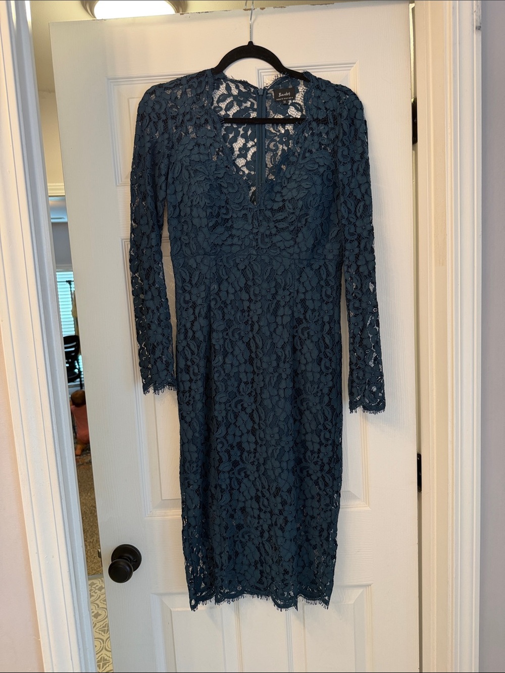 Tadashi Shoji Navy Lace Long-Sleeve Sheath Dress